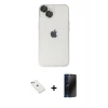 MARSİLYAN™- iPhone 14 Kılıf Ufuk Minimal Özel Seri - Siyah 3D Antistatik Hayalet Cam Ekran Koruyucu + Diamond Kamera Lens - SABE
