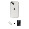 MARSİLYAN™- iPhone 14 Kılıf Ufuk Minimal Özel Seri - Siyah 3D Antistatik Hayalet Cam Ekran Koruyucu + Diamond Kamera Lens - SABE