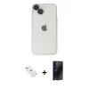 MARSİLYAN™- iPhone 14 Kılıf Ufuk Minimal Özel Seri - Siyah 3D Antistatik Hayalet Cam Ekran Koruyucu + Diamond Kamera Lens - PE