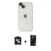 MARSİLYAN™- iPhone 14 Kılıf Ufuk Minimal Özel Seri - Siyah 3D Antistatik Hayalet Cam Ekran Koruyucu + PVD Metal Kamera Lens - SH