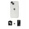 MARSİLYAN™- iPhone 14 Kılıf Ufuk Minimal Özel Seri - Siyah 3D Antistatik Hayalet Cam Ekran Koruyucu + PVD Metal Kamera Lens - TU