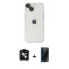 MARSİLYAN™- iPhone 14 Kılıf Ufuk Minimal Özel Seri - Siyah 3D Antistatik Hayalet Cam Ekran Koruyucu + PVD Metal Kamera Lens - TU