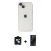 MARSİLYAN™- iPhone 14 Kılıf Ufuk Minimal Özel Seri - Siyah 3D Antistatik Hayalet Cam Ekran Koruyucu + PVD Metal Kamera Lens - SH