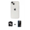 MARSİLYAN™- iPhone 14 Kılıf Ufuk Minimal Özel Seri - Siyah 3D Antistatik Hayalet Cam Ekran Koruyucu + PVD Metal Kamera Lens - TU