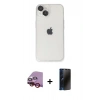 MARSİLYAN™- iPhone 14 Kılıf Ufuk Minimal Özel Seri - Siyah 3D Antistatik Hayalet Cam Ekran Koruyucu + Raze Metal Kamera Lens - KI