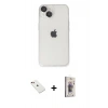 MARSİLYAN™- iPhone 14 Kılıf Ufuk Minimal Özel Seri - Siyah Bilvis 3D Cam Ekran Koruyucu + Kırmızı Diamond Kamera Lens