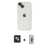 MARSİLYAN™- iPhone 14 Kılıf Ufuk Minimal Özel Seri - Siyah Bilvis 3D Cam Ekran Koruyucu + PVD Metal Kamera Lens - PE