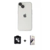 MARSİLYAN™- iPhone 14 Kılıf Ufuk Minimal Özel Seri - Siyah Bilvis 3D Mat Cam Ekran Koruyucu + PVD Metal Kamera Lens - GS
