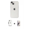 MARSİLYAN™- iPhone 14 Kılıf Ufuk Minimal Özel Seri - Siyah Bilvis 3D Mat Cam Ekran Koruyucu + Shine Kamera Lens - GS