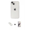 MARSİLYAN™- iPhone 14 Kılıf Ufuk Minimal Özel Seri - Siyah Bilvis 3D Mat Cam Ekran Koruyucu + Diamond Kamera Lens - SABE