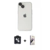 MARSİLYAN™- iPhone 14 Kılıf Ufuk Minimal Özel Seri - Siyah Bilvis 3D Mat Cam Ekran Koruyucu + PVD Metal Kamera Lens - SH