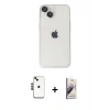 MARSİLYAN™- iPhone 14 Kılıf Ufuk Minimal Özel Seri - Siyah Bilvis 3D Mat Cam Ekran Koruyucu + Shine Kamera Lens - SH
