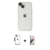 MARSİLYAN™- iPhone 14 Kılıf Ufuk Minimal Özel Seri - Siyah Bilvis 3D Mat Cam Ekran Koruyucu + Shine Kamera Lens - SH