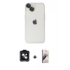 MARSİLYAN™- iPhone 14 Kılıf Ufuk Minimal Özel Seri - Siyah Bilvis 3D Mat Cam Ekran Koruyucu + PVD Metal Kamera Lens - YL