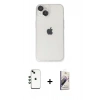 MARSİLYAN™- iPhone 14 Kılıf Ufuk Minimal Özel Seri - Siyah Bilvis 3D Mat Cam Ekran Koruyucu + Shine Kamera Lens - YL