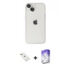 MARSİLYAN™- iPhone 14 Kılıf Ufuk Minimal Özel Seri - Siyah Bilvis 5in1 3D Magic Cam Ekran Koruyucu + Diamond Kamera Lens - KI
