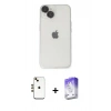 MARSİLYAN™- iPhone 14 Kılıf Ufuk Minimal Özel Seri - Siyah Bilvis 5in1 3D Magic Cam Ekran Koruyucu + Gold Shine Kamera Lens