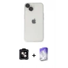 MARSİLYAN™- iPhone 14 Kılıf Ufuk Minimal Özel Seri - Siyah Bilvis 5in1 3D Magic Cam Ekran Koruyucu + PVD Metal Kamera Lens - TU