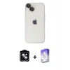 MARSİLYAN™- iPhone 14 Kılıf Ufuk Minimal Özel Seri - Siyah Bilvis 5in1 3D Magic Cam Ekran Koruyucu + PVD Metal Kamera Lens - MI