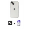 MARSİLYAN™- iPhone 14 Kılıf Ufuk Minimal Özel Seri - Siyah Bilvis 5in1 3D Magic Cam Ekran Koruyucu + PVD Metal Kamera Lens - PE