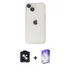 MARSİLYAN™- iPhone 14 Kılıf Ufuk Minimal Özel Seri - Siyah Bilvis 5in1 3D Magic Cam Ekran Koruyucu + PVD Metal Kamera Lens - MI
