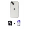 MARSİLYAN™- iPhone 14 Kılıf Ufuk Minimal Özel Seri - Siyah Bilvis 5in1 3D Magic Cam Ekran Koruyucu + PVD Metal Kamera Lens - MI