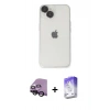 MARSİLYAN™- iPhone 14 Kılıf Ufuk Minimal Özel Seri - Siyah Bilvis 5in1 3D Magic Cam Ekran Koruyucu + Raze Metal Kamera Lens - SH