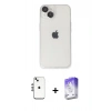 MARSİLYAN™- iPhone 14 Kılıf Ufuk Minimal Özel Seri - Siyah Bilvis 5in1 3D Magic Cam Ekran Koruyucu + Shine Kamera Lens - GS