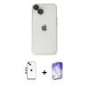 MARSİLYAN™- iPhone 14 Kılıf Ufuk Minimal Özel Seri - Siyah Bilvis 5in1 3D Magic Cam Ekran Koruyucu + Shine Kamera Lens - GI