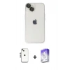MARSİLYAN™- iPhone 14 Kılıf Ufuk Minimal Özel Seri - Siyah Bilvis 5in1 3D Magic Cam Ekran Koruyucu + Shine Kamera Lens - GS