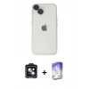 MARSİLYAN™- iPhone 14 Kılıf Ufuk Minimal Özel Seri - Siyah Bilvis 5in1 3D Magic Cam Ekran Koruyucu + Siyah PVD Metal Kamera Lens