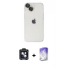MARSİLYAN™- iPhone 14 Kılıf Ufuk Minimal Özel Seri - Siyah Bilvis 5in1 3D Magic Cam Ekran Koruyucu + Siyah PVD Metal Kamera Lens