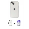 MARSİLYAN™- iPhone 14 Kılıf Ufuk Minimal Özel Seri - Siyah Bilvis 5in1 3D Magic Cam Ekran Koruyucu + Shine Kamera Lens - SH