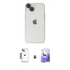 MARSİLYAN™- iPhone 14 Kılıf Ufuk Minimal Özel Seri - Siyah Bilvis 5in1 5D Magic Hayalet Cam Ekran Koruyucu + Shine Kamera Lens - YL