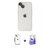 MARSİLYAN™- iPhone 14 Kılıf Ufuk Minimal Özel Seri - Siyah Bilvis 5in1 5D Magic Hayalet Cam Ekran Koruyucu + Shine Kamera Lens - GI