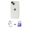 MARSİLYAN™- iPhone 14 Kılıf Ufuk Minimal Özel Seri - Siyah Bilvis 5in1 5D Magic Hayalet Cam Ekran Koruyucu + Gold Shine Kamera Lens