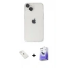 MARSİLYAN™- iPhone 14 Kılıf Ufuk Minimal Özel Seri - Siyah Bilvis 5in1 5D Magic Hayalet Cam Ekran Koruyucu + Diamond Kamera Lens - PE
