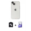 MARSİLYAN™- iPhone 14 Kılıf Ufuk Minimal Özel Seri - Siyah Bilvis 5in1 5D Magic Hayalet Cam Ekran Koruyucu + PVD Metal Kamera Lens - MI