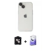 MARSİLYAN™- iPhone 14 Kılıf Ufuk Minimal Özel Seri - Siyah Bilvis 5in1 5D Magic Hayalet Cam Ekran Koruyucu + PVD Metal Kamera Lens - TU