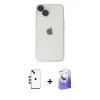 MARSİLYAN™- iPhone 14 Kılıf Ufuk Minimal Özel Seri - Siyah Bilvis 5in1 5D Magic Hayalet Cam Ekran Koruyucu + Kırmızı Shine Kamera Lens