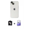 MARSİLYAN™- iPhone 14 Kılıf Ufuk Minimal Özel Seri - Siyah Bilvis 5in1 5D Magic Hayalet Cam Ekran Koruyucu + PVD Metal Kamera Lens - TU