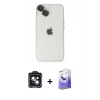 MARSİLYAN™- iPhone 14 Kılıf Ufuk Minimal Özel Seri - Siyah Bilvis 5in1 5D Magic Hayalet Cam Ekran Koruyucu + PVD Metal Kamera Lens - SH