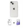 MARSİLYAN™- iPhone 14 Kılıf Ufuk Minimal Özel Seri - Siyah Bilvis 5in1 5D Magic Hayalet Cam Ekran Koruyucu + Shine Kamera Lens - GI