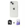 MARSİLYAN™- iPhone 14 Kılıf Ufuk Minimal Özel Seri - Siyah Bilvis 5in1 5D Magic Hayalet Cam Ekran Koruyucu + PVD Metal Kamera Lens - MI
