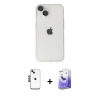 MARSİLYAN™- iPhone 14 Kılıf Ufuk Minimal Özel Seri - Siyah Bilvis 5in1 5D Magic Hayalet Cam Ekran Koruyucu + Shine Kamera Lens - SH