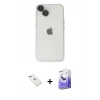 MARSİLYAN™- iPhone 14 Kılıf Ufuk Minimal Özel Seri - Siyah Bilvis 5in1 5D Magic Hayalet Cam Ekran Koruyucu + Diamond Kamera Lens - PE