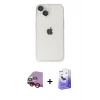 MARSİLYAN™- iPhone 14 Kılıf Ufuk Minimal Özel Seri - Siyah Bilvis 5in1 5D Magic Hayalet Cam Ekran Koruyucu + Raze Metal Kamera Lens - KI