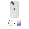 MARSİLYAN™- iPhone 14 Kılıf Ufuk Minimal Özel Seri - Siyah Bilvis 5in1 5D Magic Hayalet Cam Ekran Koruyucu + Shine Kamera Lens - SH