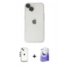MARSİLYAN™- iPhone 14 Kılıf Ufuk Minimal Özel Seri - Siyah Bilvis 5in1 5D Magic Hayalet Cam Ekran Koruyucu + Shine Kamera Lens - GS