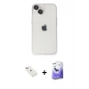 MARSİLYAN™- iPhone 14 Kılıf Ufuk Minimal Özel Seri - Siyah Bilvis 5in1 5D Magic Hayalet Cam Ekran Koruyucu + Diamond Kamera Lens - KI